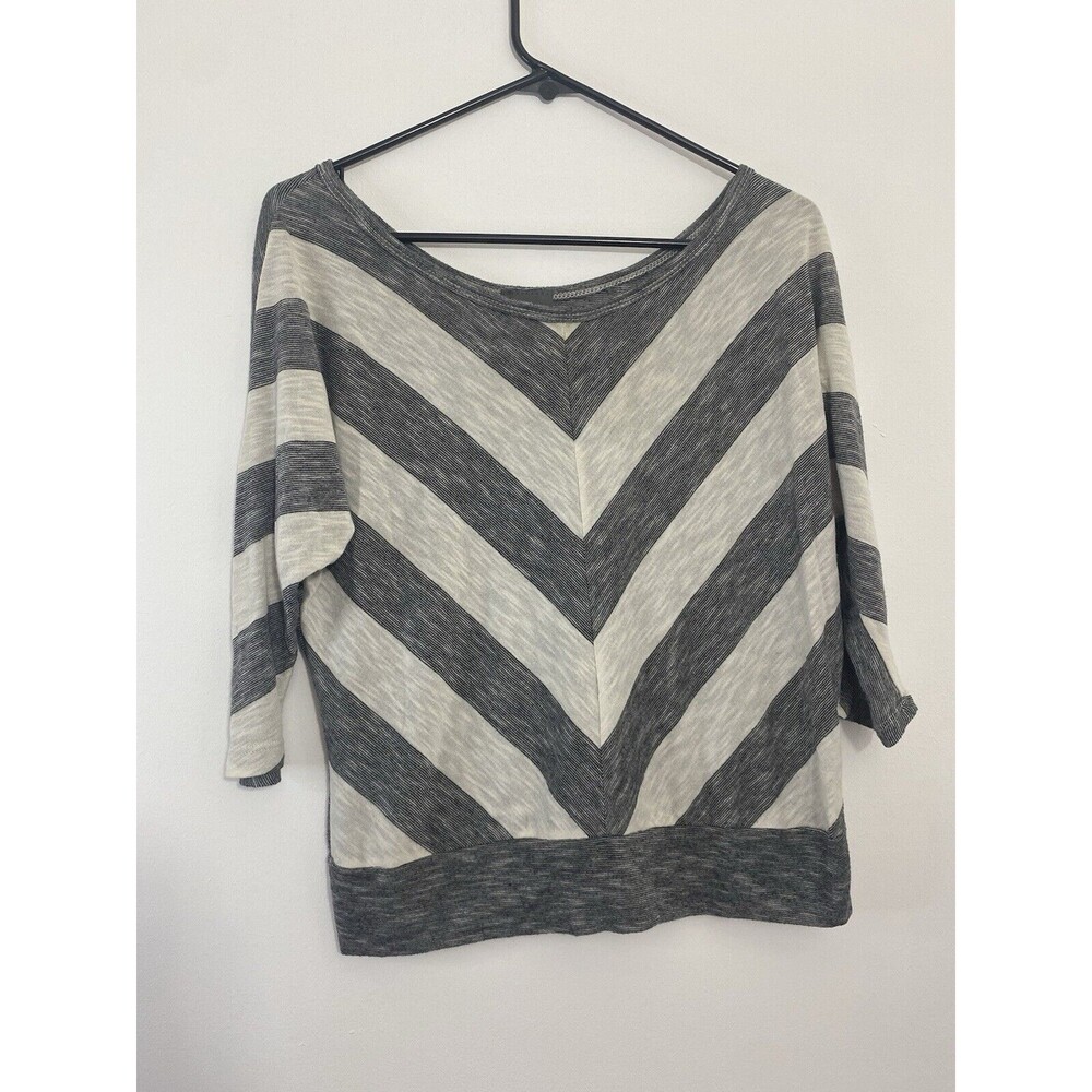 Dots Women Medium‎ Gray And White Striped Blouse